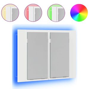 vidaXL Arm&aacute;rio espelhado casa banho c/ LED 60x12x45 cm acr&iacute;lico branco