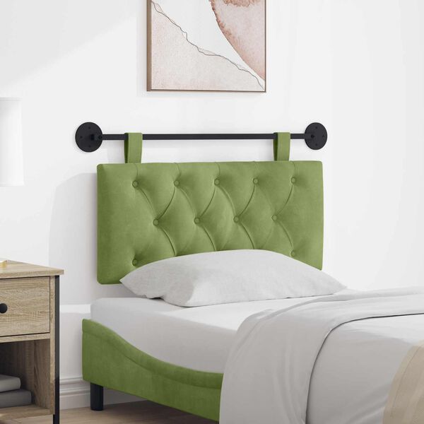 vidaXL Cabeceira Suspensa Verde Claro 90 x 55 x 7 cm Veludo