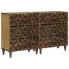 vidaXL Buffet 2 pcs Castanho 60 x 33,5 x 75 cm Madeira de manga maci&ccedil;a