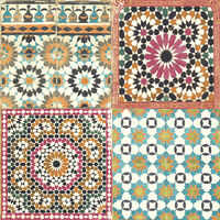 DUTCH WALLCOVERINGS Papel de parede azulejos marroquinos multicolorido