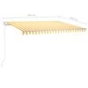 vidaXL Toldo retr&aacute;til autom&aacute;tico com postes 4x3,5 m amarelo e branco