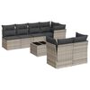 vidaXL 8 pcs conj. sof&aacute;s jardim c/ almofad&otilde;es vime PE cinzento-claro