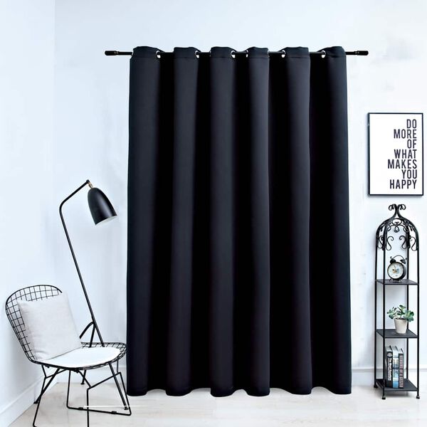 vidaXL Cortina blackout com argolas em metal 290x245 cm preto
