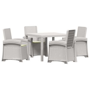 vidaXL Conjunto de Jantar para Jardim 5 unid. Branco e Creme PP