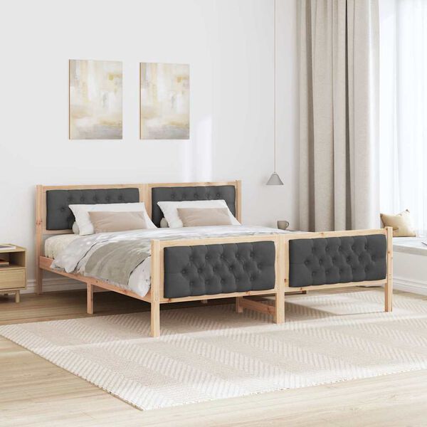vidaXL Estrutura da Cama com cabeceira Cinza Escuro 180 x 200 cm