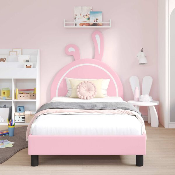 vidaXL Estrutura de Cama Infantil com Cabeceira Rosa 80 x 200 cm PU