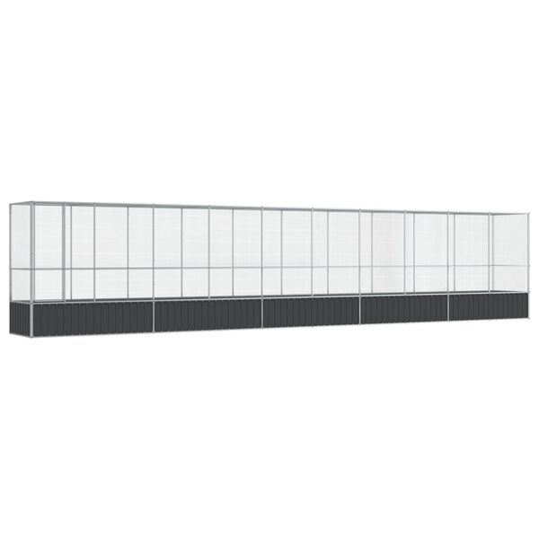 vidaXL Aviário com extensão 1042,5x107x212 cm aço prateado