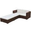 vidaXL 3 pcs conjunto lounge jardim c/ almofad&otilde;es vime PE castanho