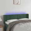 vidaXL Cabeceira cama c/ luzes LED veludo 147x16x78/88 cm verde-escuro