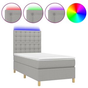vidaXL Cama box spring c/ colch&atilde;o e LED 80x200 cm tecido cinza-claro