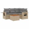vidaXL 5 pcs conj. sof&aacute;s jardim c/ almofad&otilde;es vime PE bege misturado