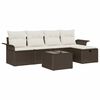 vidaXL Conjunto de Sof&aacute; de Jardim Manual 6 pcs Marrom e Creme vime PE