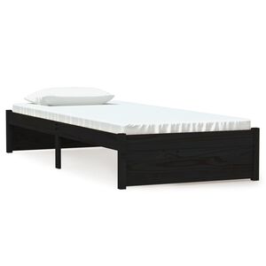 vidaXL Estrutura cama pequena solteiro 75x190 cm madeira maci&ccedil;a preto