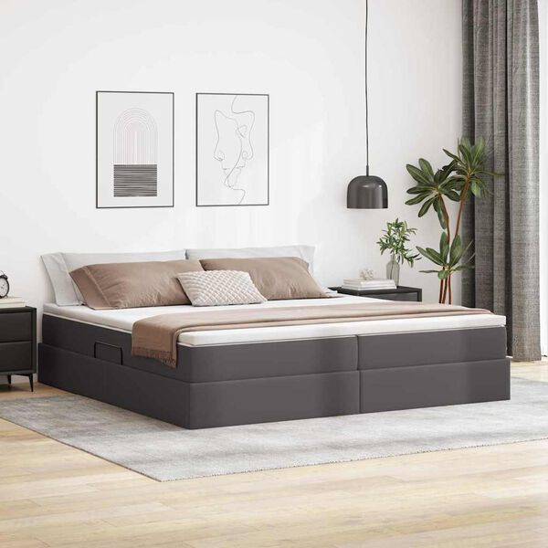 vidaXL Cama com arruma&ccedil;&atilde;o e colch&atilde;o com colch&atilde;o Cinzeto 200 x 200 cm