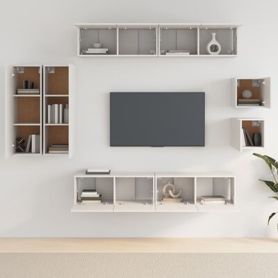 vidaXL Conjunto móveis de TV 8 pcs madeira processada branco