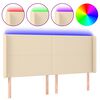 vidaXL Cabeceira cama c/ luzes LED tecido 183x16x118/128 cm cor creme