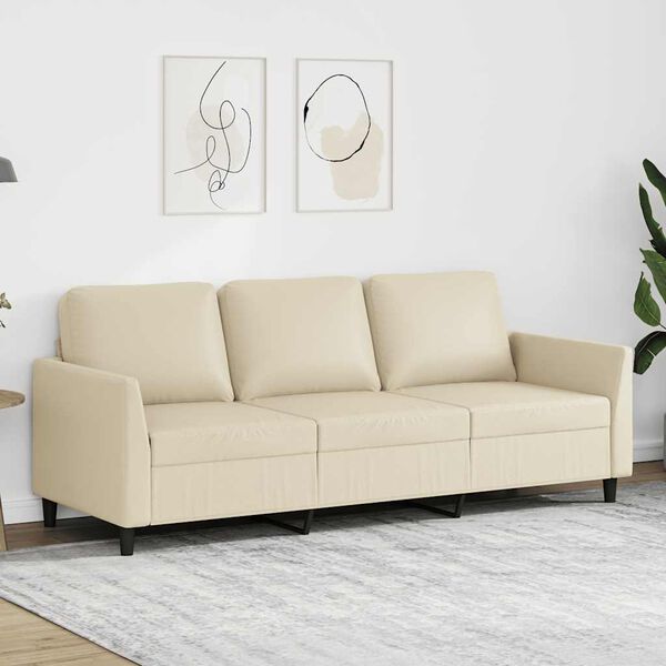 vidaXL Sof&aacute; de 3 lugares 180 cm couro artificial cor creme