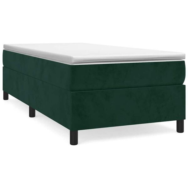 vidaXL Cama com molas/colch&atilde;o 80x200 cm veludo verde-escuro