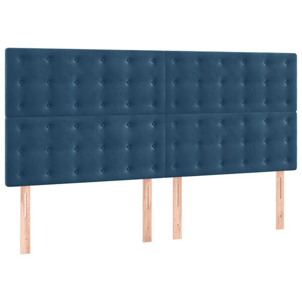 vidaXL Cabeceira Azul Escuro 160x5x118/128 cm Veludo