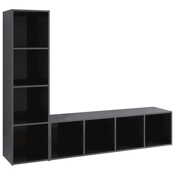 vidaXL M&oacute;veis de TV 2 pcs 142,5x35x36,5 cm contrapl. cinza brilhante
