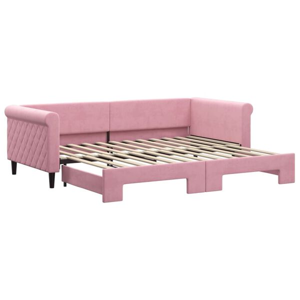 vidaXL Sof&aacute;-cama com gavet&atilde;o 90x200 cm veludo rosa