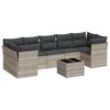 vidaXL 8 pcs conj. sof&aacute;s jardim c/ almofad&otilde;es vime PE cinzento-claro