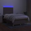 vidaXL Cama box spring colch&atilde;o/LED 120x190cm tecido cinza-acastanhado