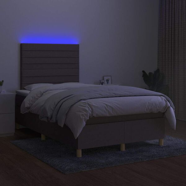 vidaXL Cama box spring colch&atilde;o/LED 120x190cm tecido cinza-acastanhado