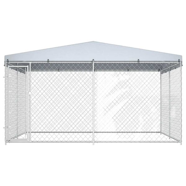 vidaXL Canil de exterior com telhado 382x382x225 cm
