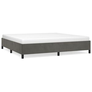 vidaXL Estrutura de cama sem colch&atilde;o 200x200 cm veludo cinzento-escuro