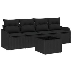 vidaXL Conjunto de Sof&aacute; de Jardim Preto vime PE