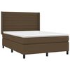 vidaXL Cama box spring c/ colch&atilde;o/LED 140x190cm tecido castanho-escuro