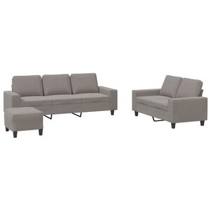 vidaXL 3 pcs conjunto de sof&aacute;s tecido cinzento-acastanhado