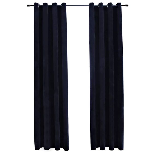 vidaXL Cortinas blackout com argolas 2 pcs 140x245 cm veludo preto