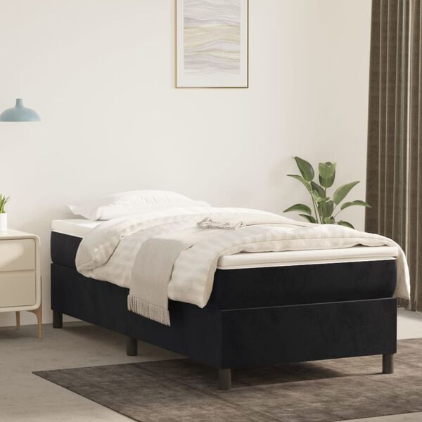 vidaXL Cama com molas/colch&atilde;o 90x200 cm veludo preto