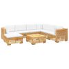 vidaXL 8 pcs conjunto lounge jardim c/ almofad&otilde;es madeira teca maci&ccedil;a