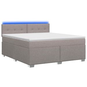 vidaXL Cama Box Spring com Colch&atilde;o e LED Cinzento-acastanhado Tecido