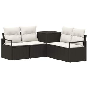 vidaXL Conjunto de Sof&aacute;s 5 unid. Preto e Branco Creme