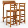 vidaXL 3 pcs conjunto de bar para varanda madeira de ac&aacute;cia maci&ccedil;a
