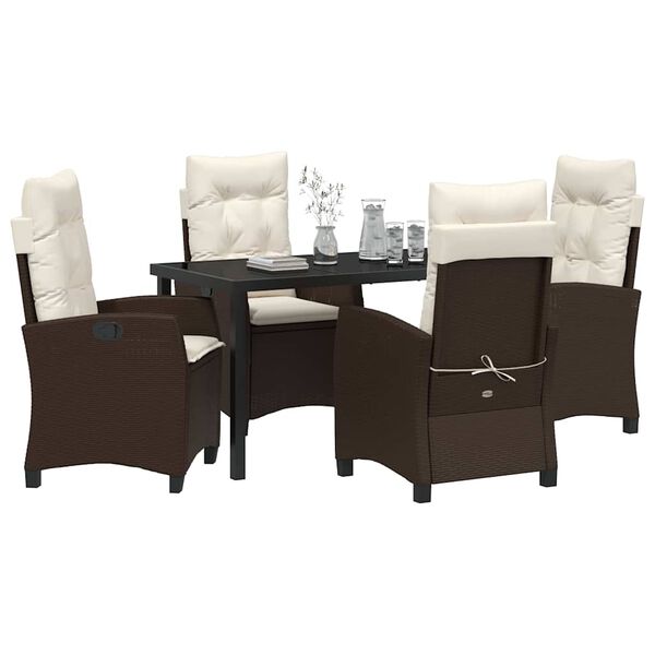 vidaXL Conjunto de Jantar para Jardim 5 pcs Castanho vime PE