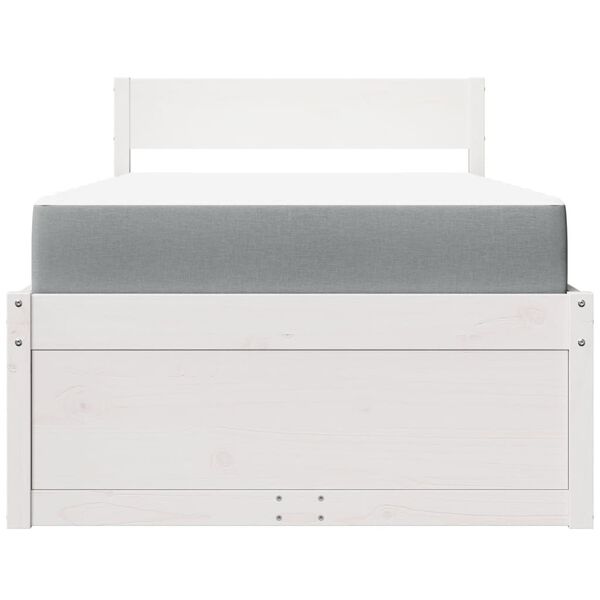 vidaXL Cama com gavetas e colch&atilde;o 100x200 cm pinho maci&ccedil;o branco