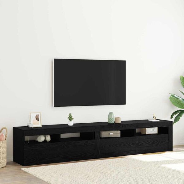 vidaXL Gabinete para TV 2 pcs Carvalho Preto 210 x 35 x 40 cm