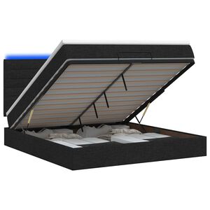 vidaXL Cama Ottoman com Colch&atilde;o e LED Preto 160 x 200 cm Tecido
