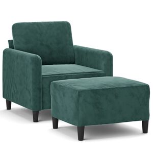 vidaXL Poltrona com apoio de p&eacute;s 60 cm veludo verde-escuro