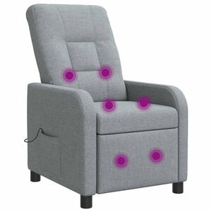 vidaXL Recliner de Massagem Cinzento-claro Tecido