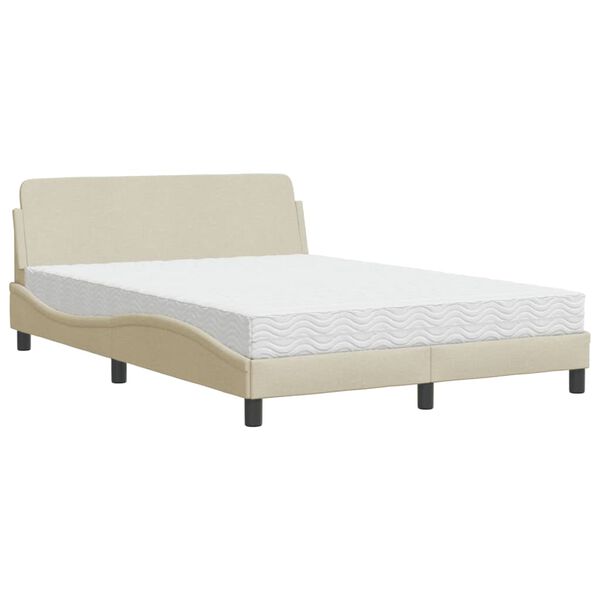 vidaXL Cama com colch&atilde;o Dover 140x200 cm tecido cor creme