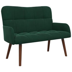 vidaXL Sof&aacute; para 2 Pessoas Verde-Escuro 115 x 61 x 87 cm Veludo