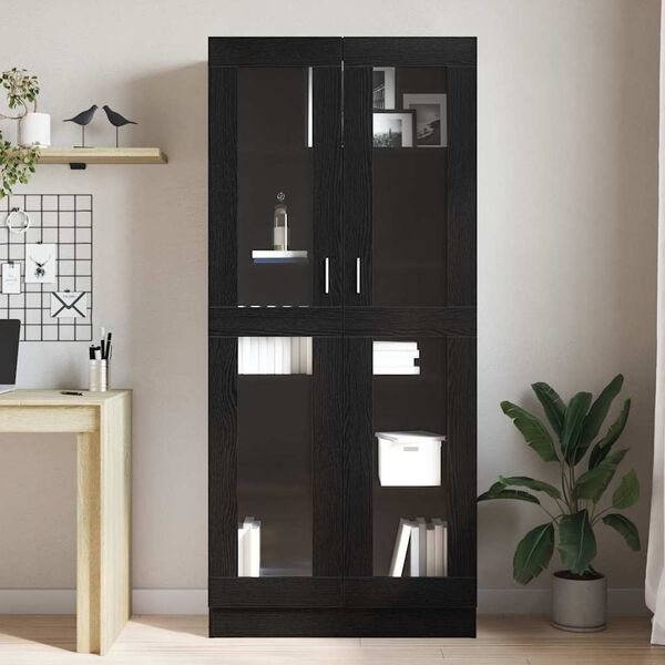 vidaXL Gabinete de Livros Carvalho preto 82,5 x 30,5 x 185 cm