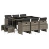 vidaXL 11 pcs conjunto jantar p/ jardim c/ almofad&otilde;es vime PE cinzento