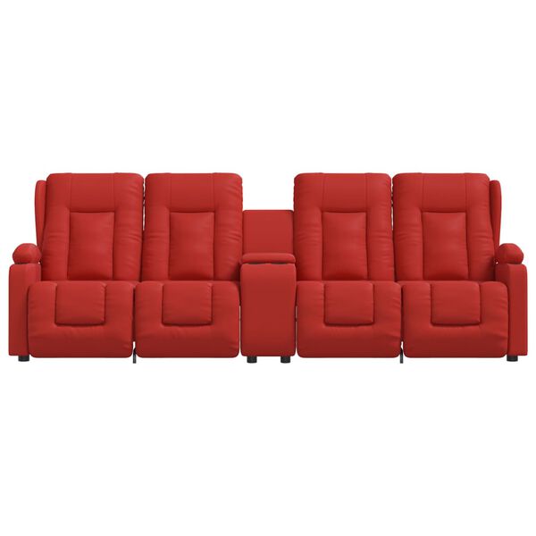 vidaXL Poltrona massagem 4 lug. recl. c/ suporte copo couro art. tinto